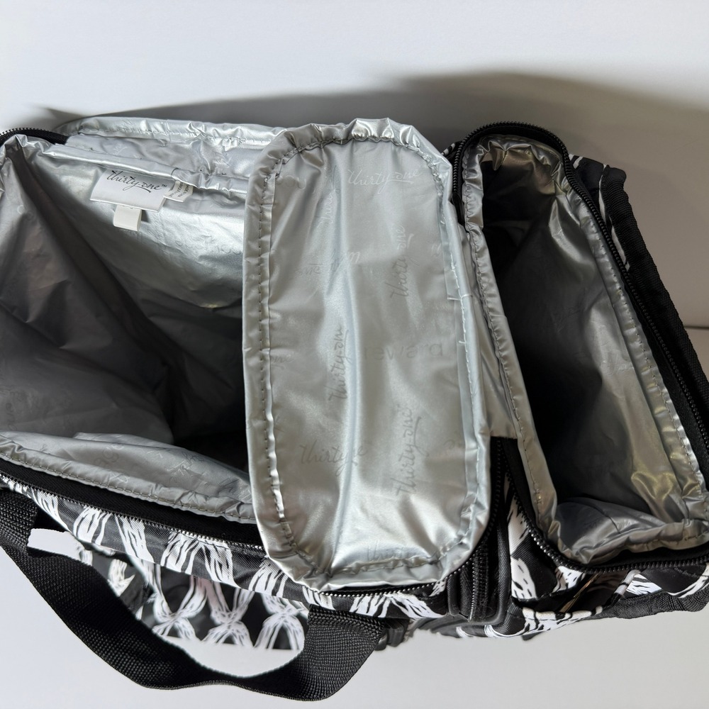 Thirty-One On The Double Chill Thermal Set Insulated Cooler Black White Monogram - Picture 5 of 12
